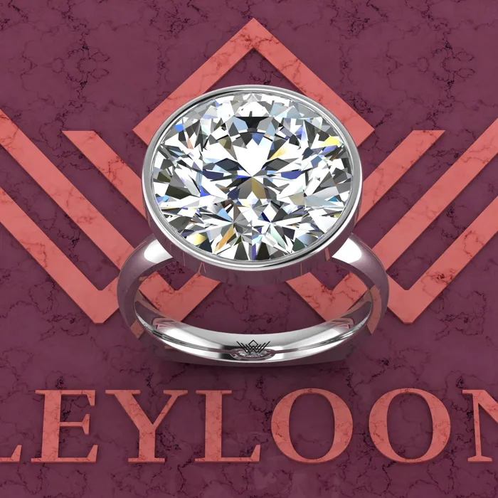 Rings 8 Carat Round Cut Bezel Euro Shank Solitaire 13mm D Color Moissanite Ring Leyloon Jewelry