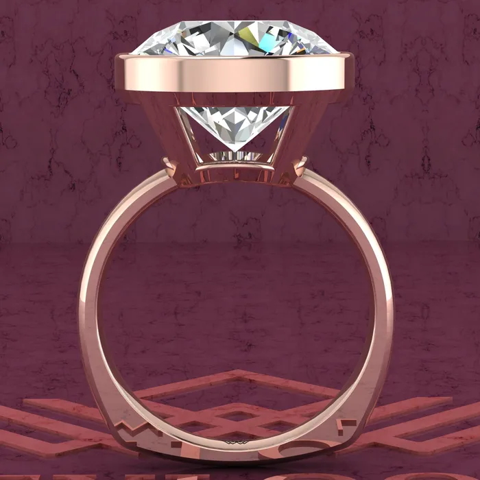Rings 8 Carat Round Cut Bezel Euro Shank Solitaire 13mm D Color Moissanite Ring Leyloon Jewelry