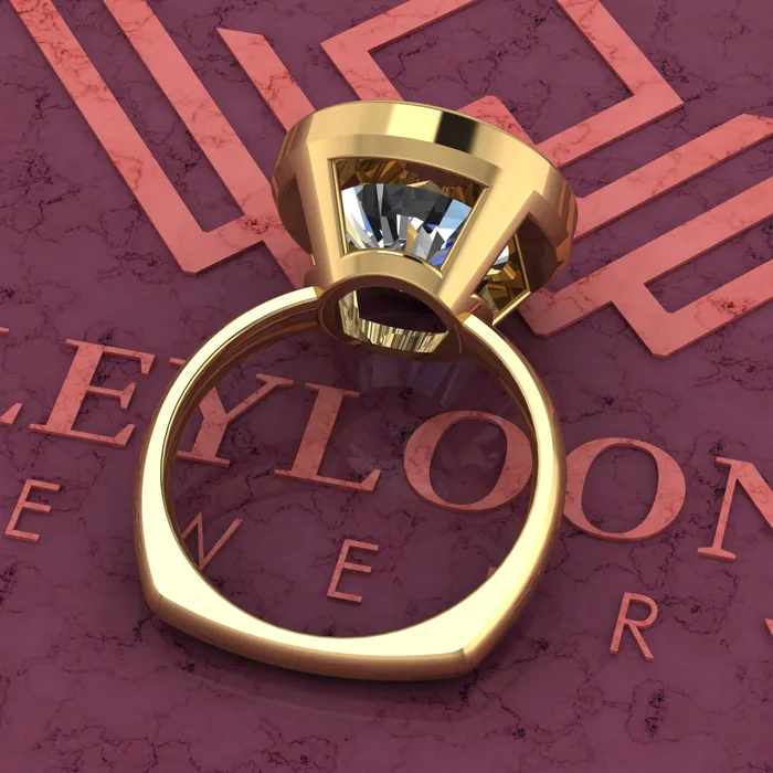 Rings 8 Carat Round Cut Bezel Euro Shank Solitaire 13mm D Color Moissanite Ring Leyloon Jewelry