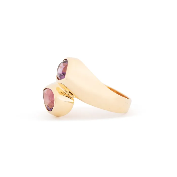 Rings Amethyst and 14k Gold Bypass Ring Vintage