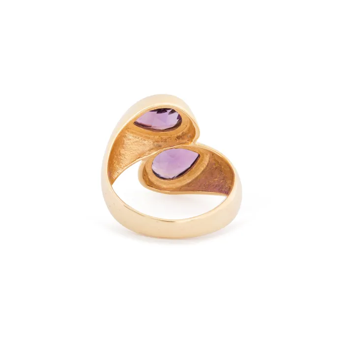 Rings Amethyst and 14k Gold Bypass Ring Vintage