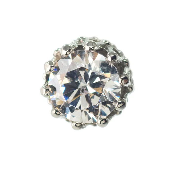 Rings Anatometal 4mm King Crown Threaded End in White Gold with BrilliantCut Gem