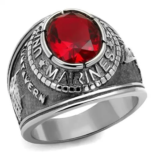 Rings CJ7869OS Wholesale Stainless Steel United States Marines Siam Ring Green