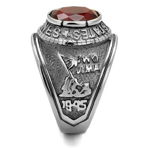 Rings CJ7869OS Wholesale Stainless Steel United States Marines Siam Ring Green