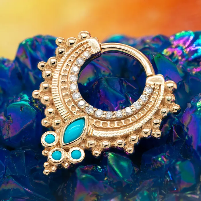 Rings Dionysus Hinge Ring in Gold with DIAMONDS Turquoise Body Vision BVLA