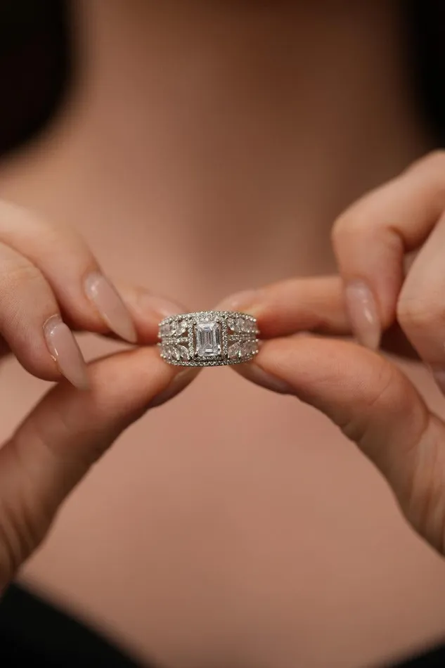 Rings Emerald Cut Solitaire Diamond Thick Marquise Band Ring Attrangi Rings Emerald Cut Solitaire Diamond Thick Marquise Band Ring Attrangi