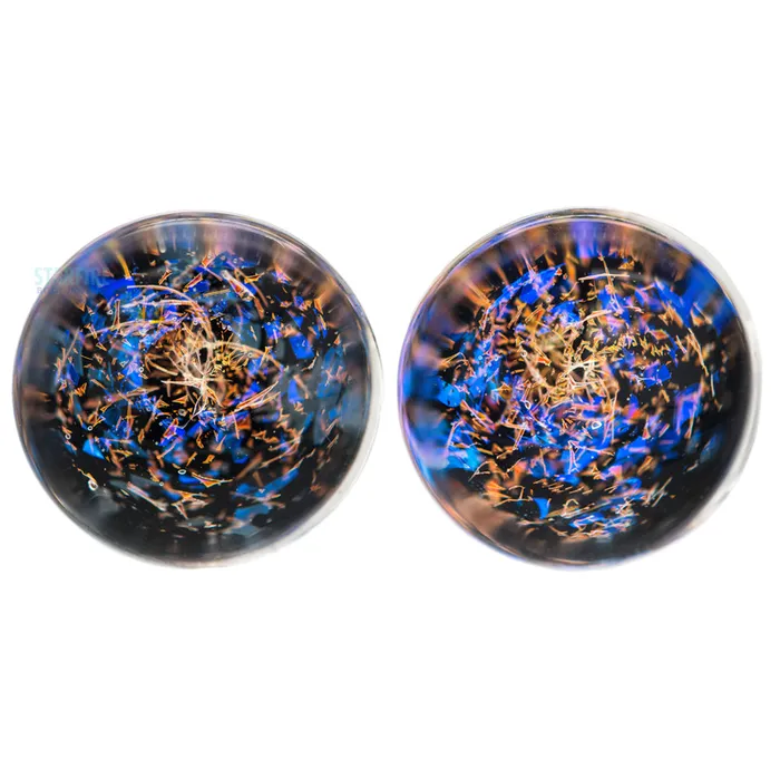 Rings Glasswear Studios Galaxy Glass Plugs Blue Copper on Black