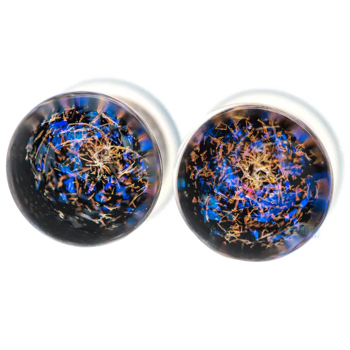 Rings Glasswear Studios Galaxy Glass Plugs Blue Copper on Black