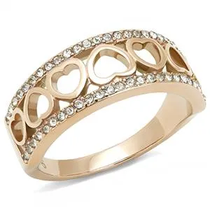 Rings Green CJE3194 Wholesale Womens Stainless Steel IP Rose Gold Clear Top Grade Crystal Multi Heart Ring Rings Green CJE3194 Wholesale Womens Stainless Steel IP Rose Gold Clear Top Grade Crystal Multi Heart Ring