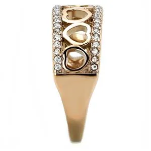 Rings Green CJE3194 Wholesale Womens Stainless Steel IP Rose Gold Clear Top Grade Crystal Multi Heart Ring Rings Green CJE3194 Wholesale Womens Stainless Steel IP Rose Gold Clear Top Grade Crystal Multi Heart Ring