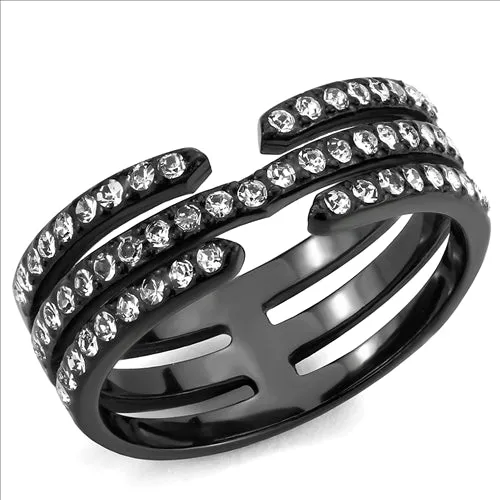Rings Green CJE3594 Wholesale Womens Stainless Steel IP Black Top Grade Crystal Clear Stackable Ring Rings Green CJE3594 Wholesale Womens Stainless Steel IP Black Top Grade Crystal Clear Stackable Ring