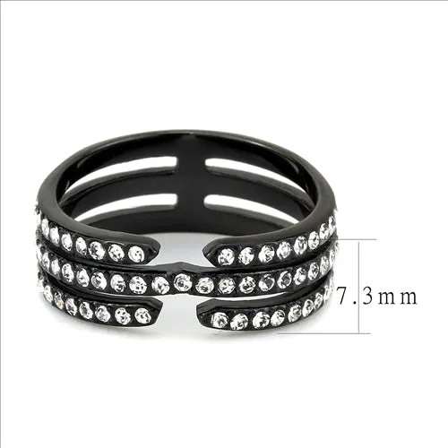 Rings Green CJE3594 Wholesale Womens Stainless Steel IP Black Top Grade Crystal Clear Stackable Ring Rings Green CJE3594 Wholesale Womens Stainless Steel IP Black Top Grade Crystal Clear Stackable Ring