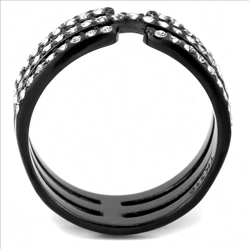 Rings Green CJE3594 Wholesale Womens Stainless Steel IP Black Top Grade Crystal Clear Stackable Ring Rings Green CJE3594 Wholesale Womens Stainless Steel IP Black Top Grade Crystal Clear Stackable Ring