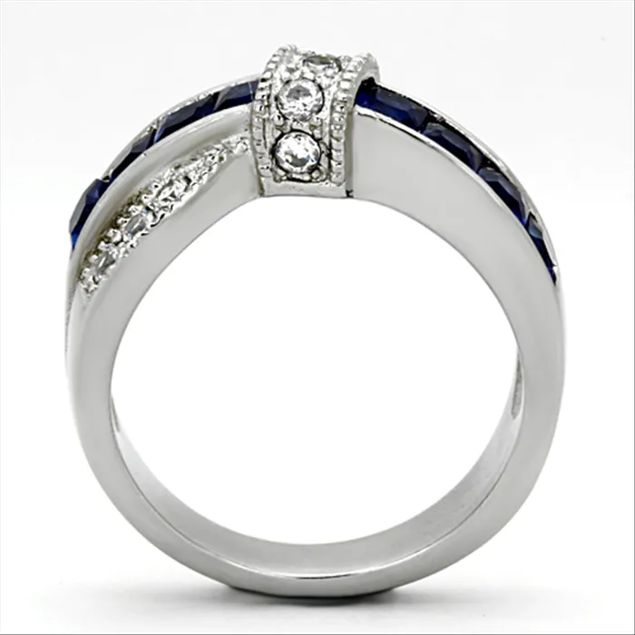 Rings Green CJG1273 Wholesale Montana Glass Stainless Steel CZ Ring Rings Green CJG1273 Wholesale Montana Glass Stainless Steel CZ Ring