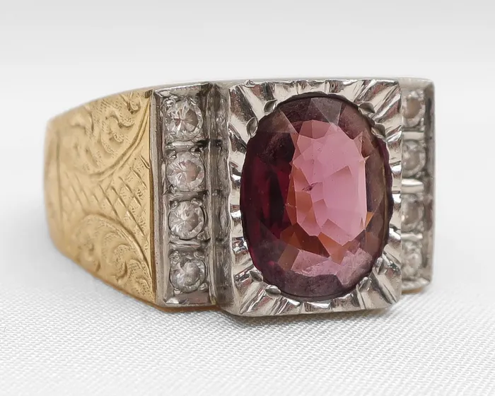 Rings Isadoras C Midcentury Garnet Diamond Ring