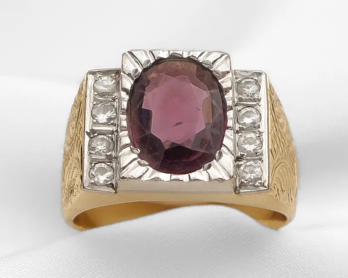 Rings Isadoras C Midcentury Garnet Diamond Ring