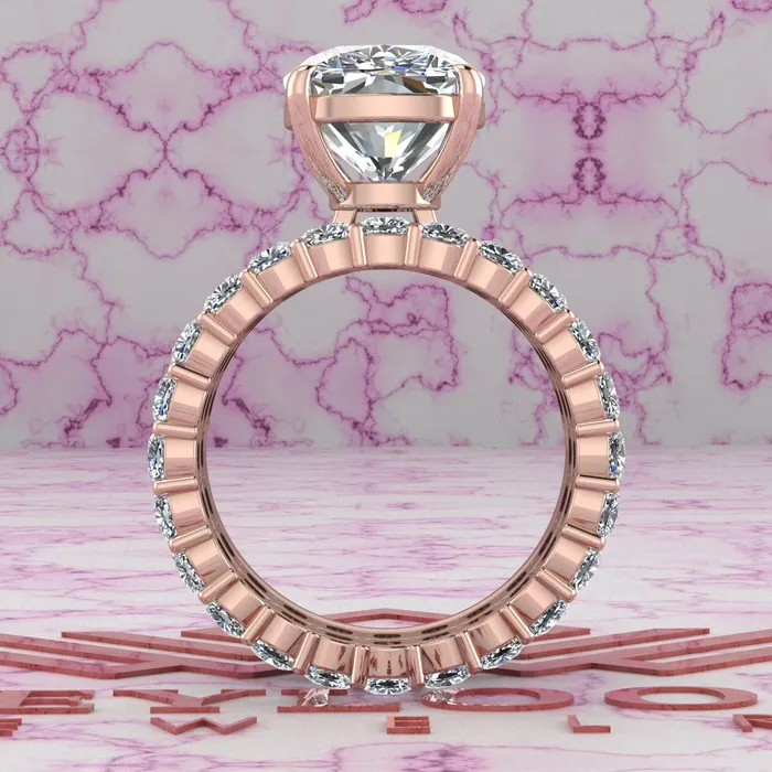 Rings Leyloon Jewelry 137 CTW Medium Cushion Cut ThreePiece Bridal D Color Basket Moissanite Set