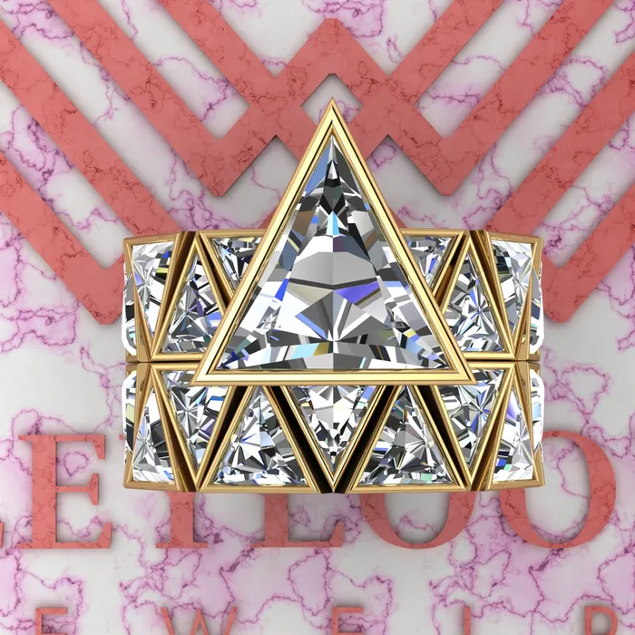 Rings Leyloon Jewelry 225 CTW Triangle Cut TwoPiece Bridal D Color Bezel Moissanite Set