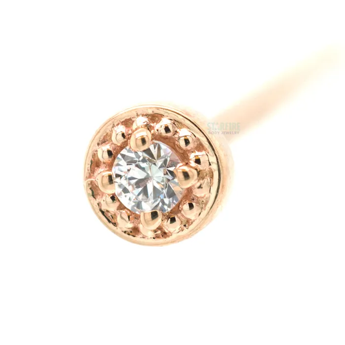 Rings Milgrain Prong Nostril Screw in Gold with White CZ Body Vision BVLA