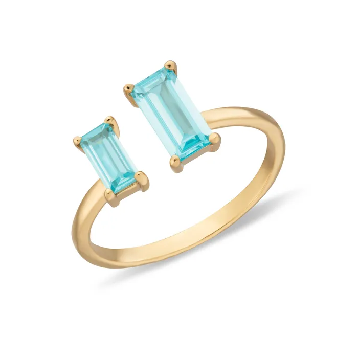 Rings Scream Pretty Gold Hannah Martin Aquamarine Open Cocktail Ring