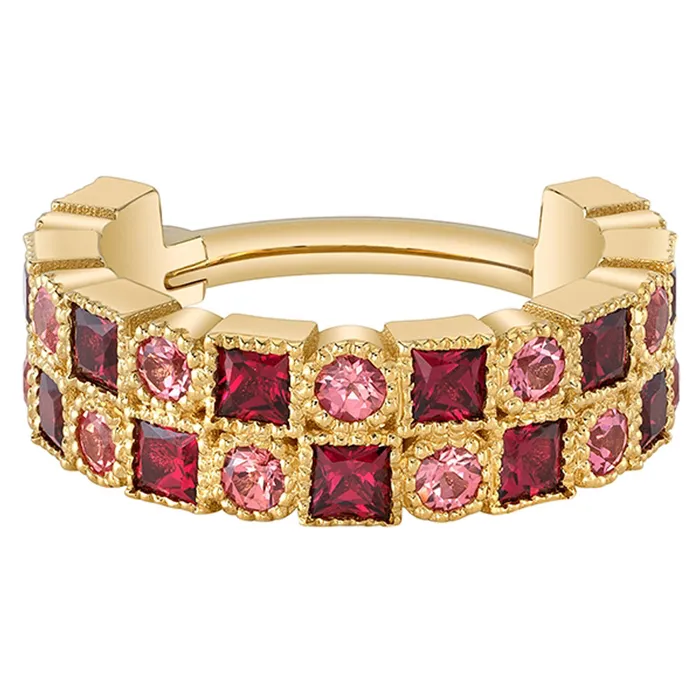 Rings Talus Cuff Hinge Ring in Gold with Padparadscha Sapphire Red Spinel Body Vision BVLA
