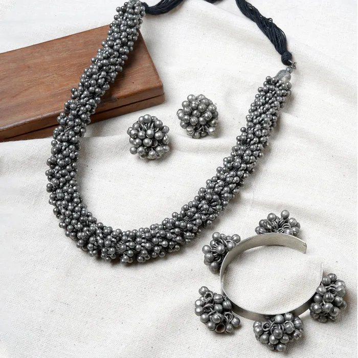 Rings Teejh Teejh Dharna Silver Oxidised Jewelry Gift Set