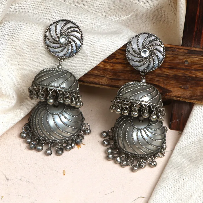 Rings Teejh Teejh Oishi Silver Oxidised Jhumkis