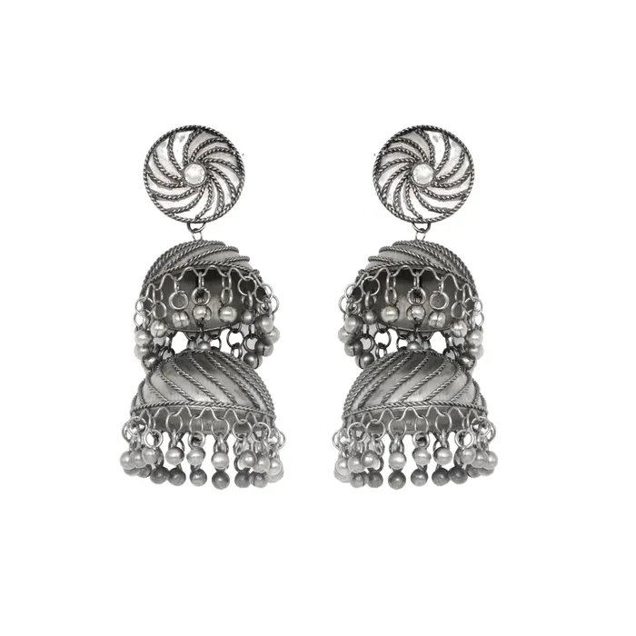 Rings Teejh Teejh Oishi Silver Oxidised Jhumkis