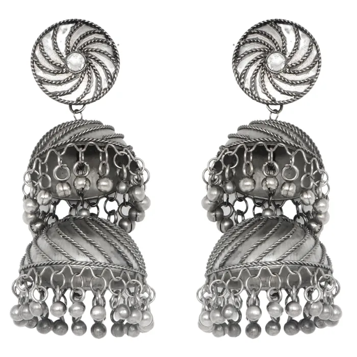 Rings Teejh Teejh Oishi Silver Oxidised Jhumkis