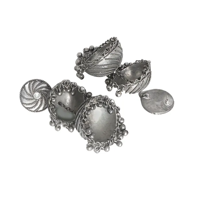 Rings Teejh Teejh Oishi Silver Oxidised Jhumkis