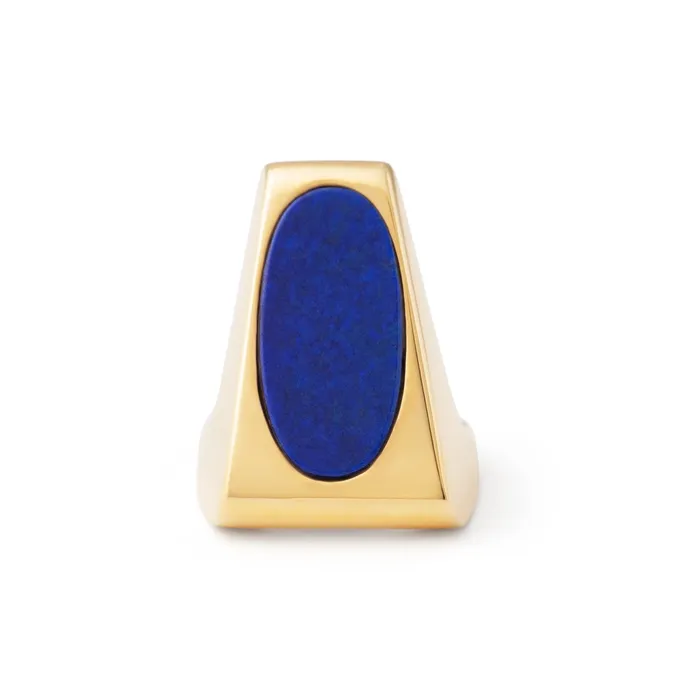 Rings Vintage Lapis And 14k Gold Sculptural Ring