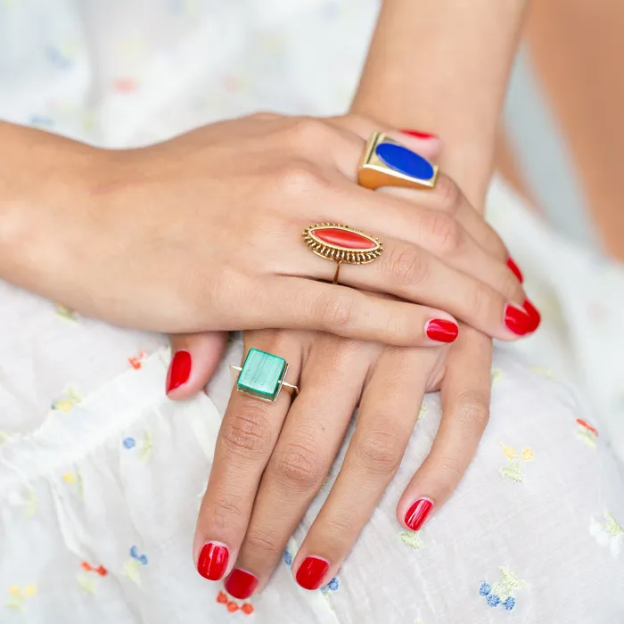Rings Vintage Lapis And 14k Gold Sculptural Ring