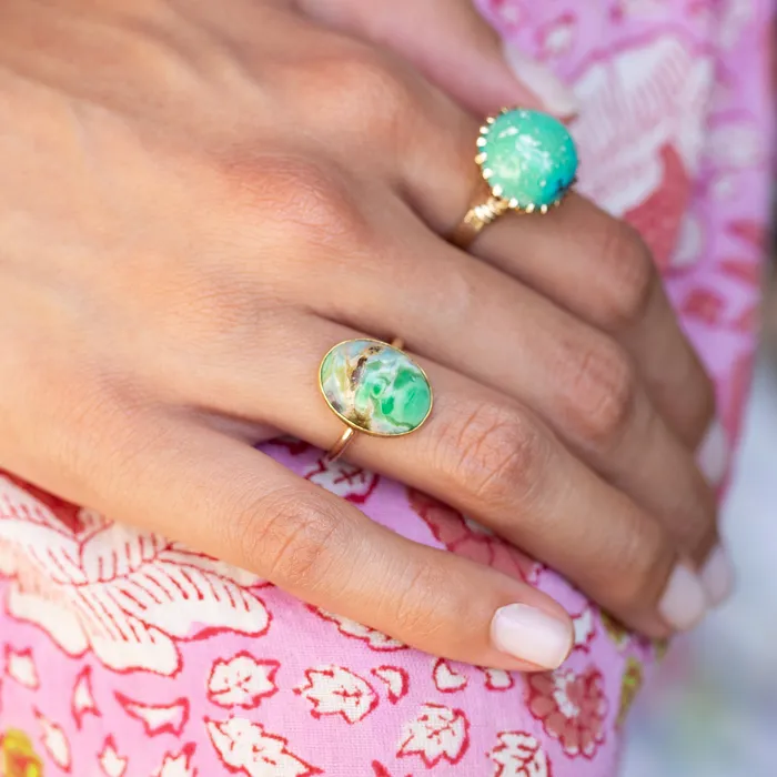 Rings Vintage Variscite and 14k Gold Ring