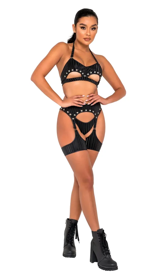Roma Earrings 6121 Studded Garter Belt Harness