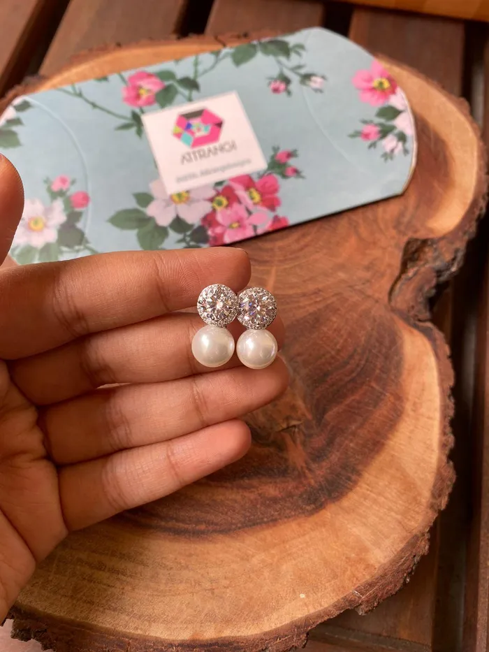 Round Pearl Drop Earring attrangi1 Earrings