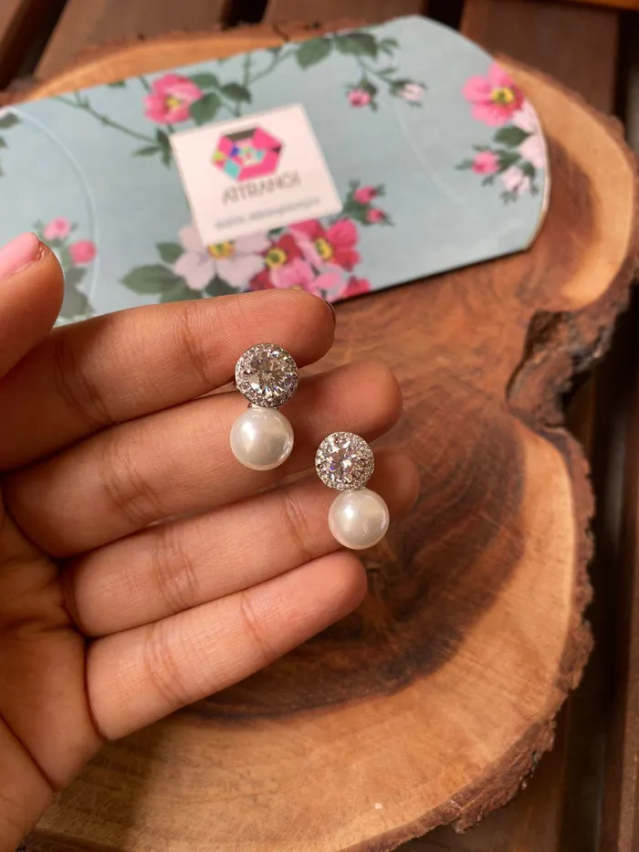 Round Pearl Drop Earring attrangi1 Earrings