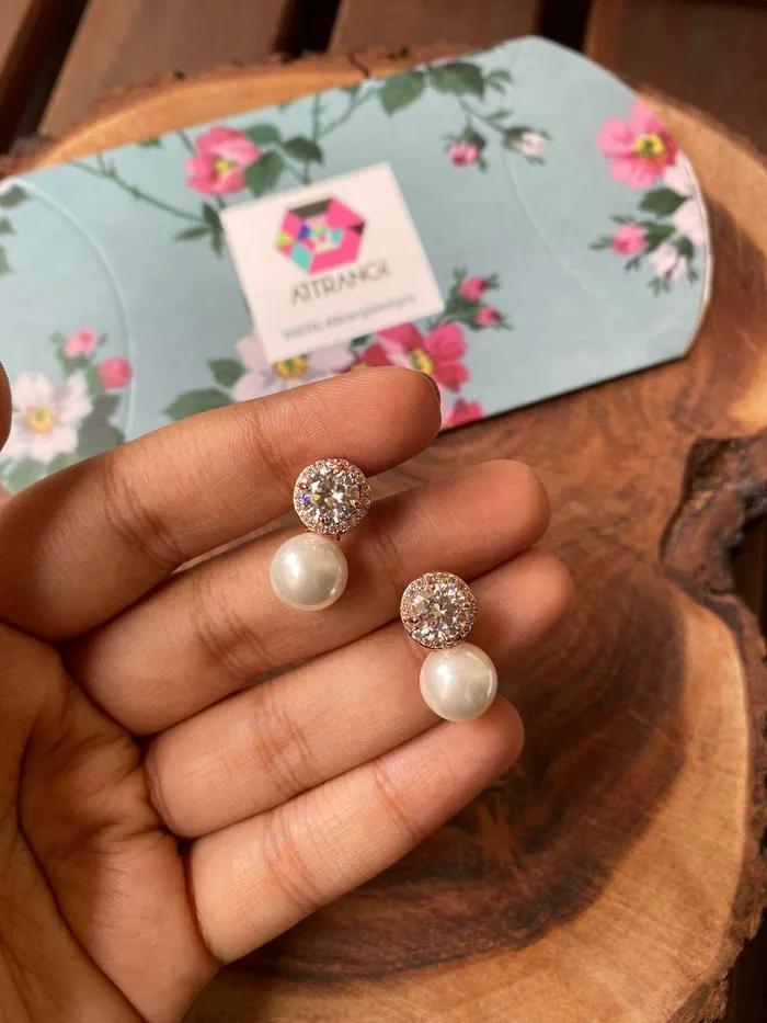Round Pearl Drop Earring attrangi1 Earrings