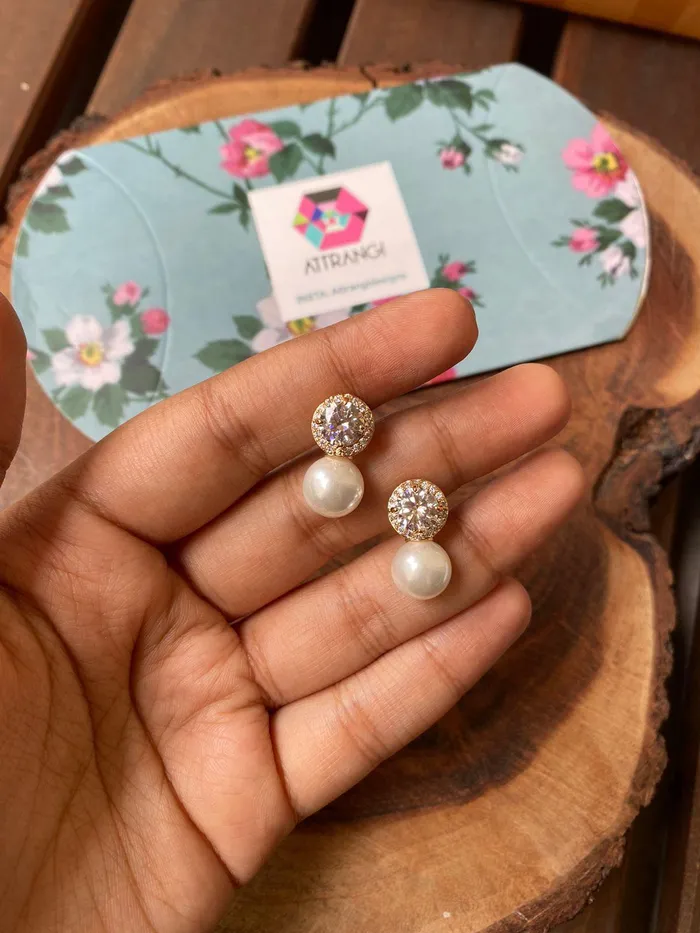Round Pearl Drop Earring attrangi1 Earrings