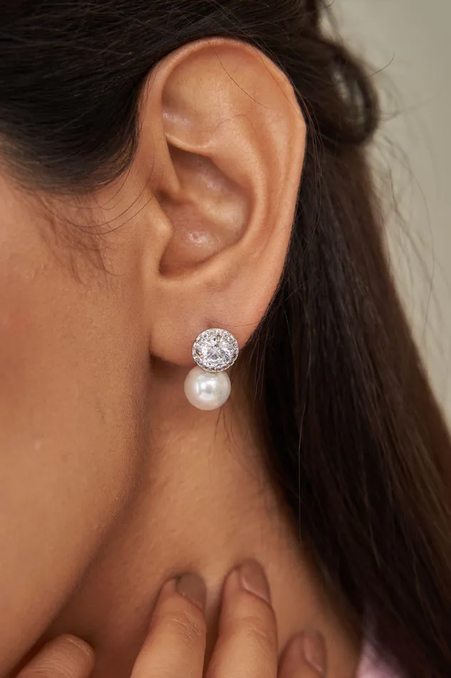 Round Pearl Drop Earring attrangi1 Earrings