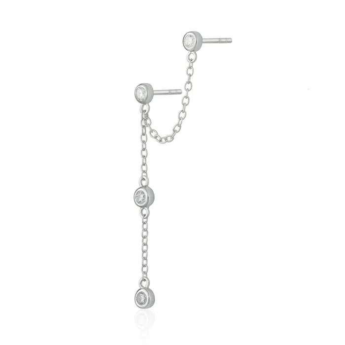 Scream Pretty Earrings Silver Sparkle Chandelier Stud Single Earring