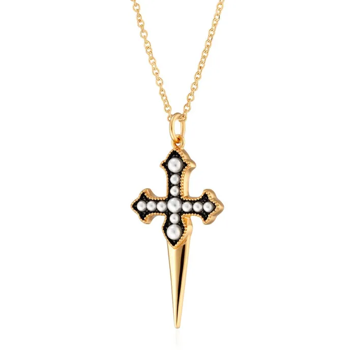 Scream Pretty Pearl Dagger Necklace with Slider Clasp Necklaces