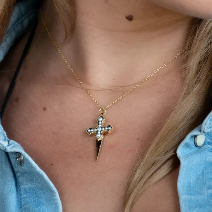 Scream Pretty Pearl Dagger Necklace with Slider Clasp Necklaces