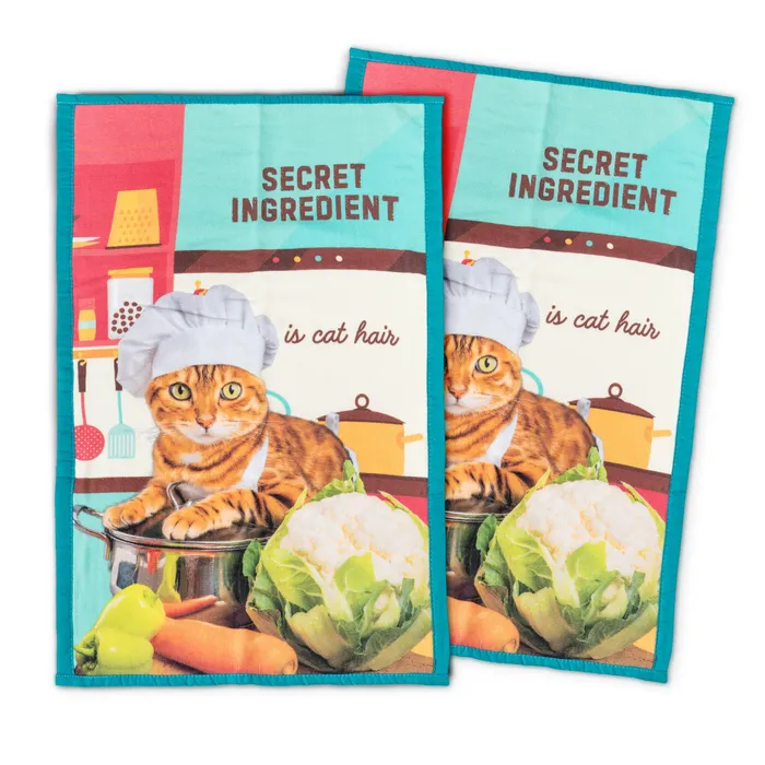 Secret Ingredient Is Cat Hair Kitchen Towel Set Oven Mitts Co Earrings