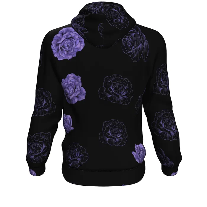 Subliminator Purple Flower Skull All Over Print Unisex Hoodie Rings