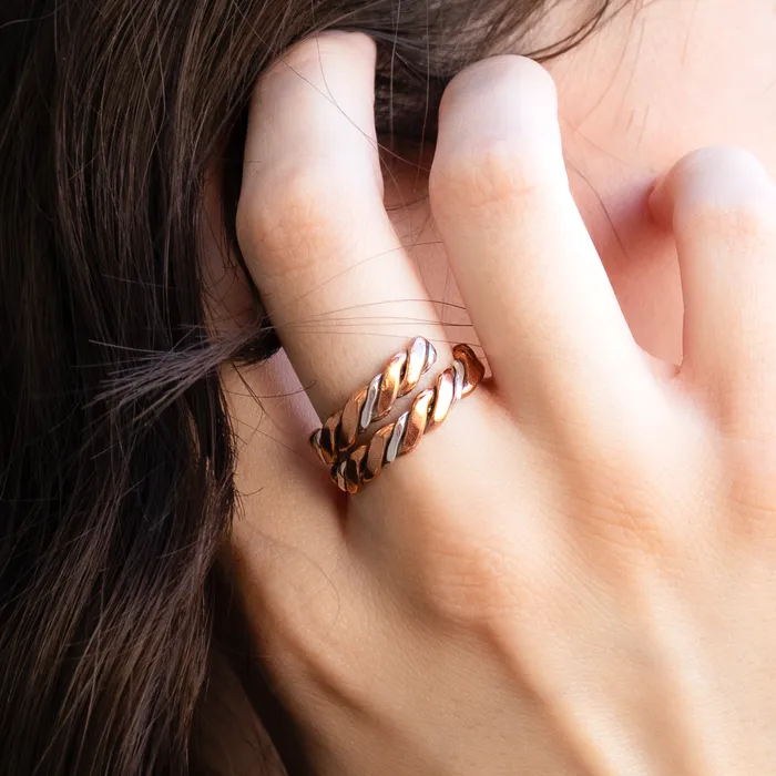 TSkies Jewelry TwoTone Twist Adjustable Ring Rings