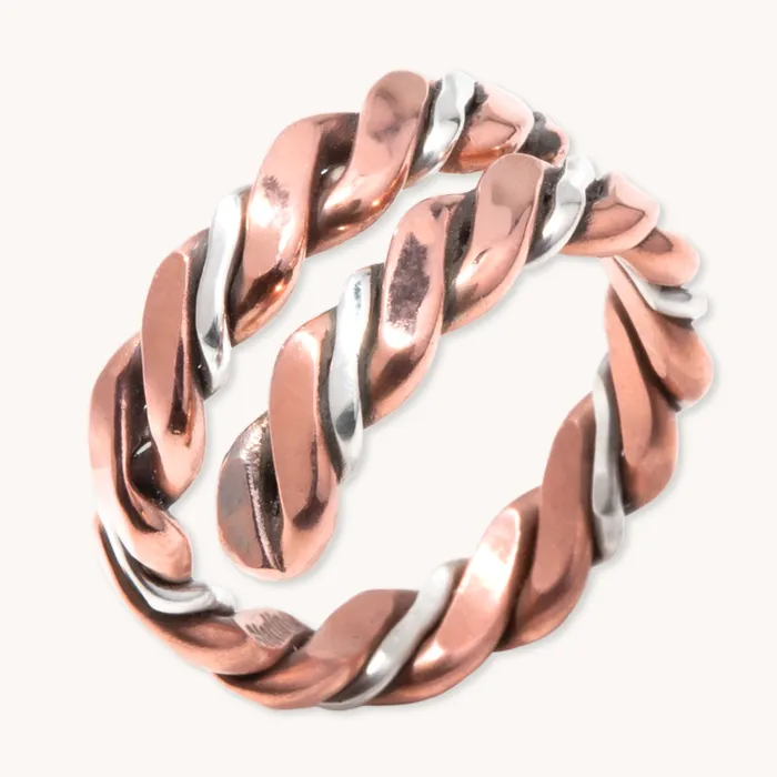 TSkies Jewelry TwoTone Twist Adjustable Ring Rings