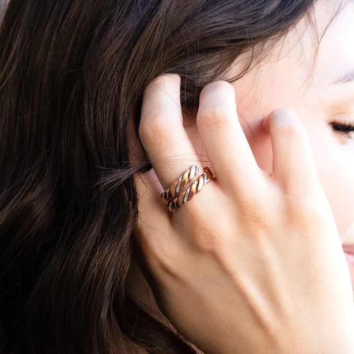 TSkies Jewelry TwoTone Twist Adjustable Ring Rings