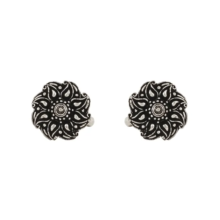 Teejh Aalai Silver Oxidised Toe Ring Rings