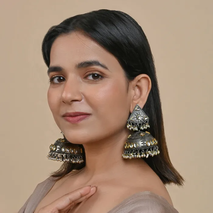 Teejh Earrings Teejh Edhitha Silver Oxidised Earring Teejh Earrings Teejh Edhitha Silver Oxidised Earring