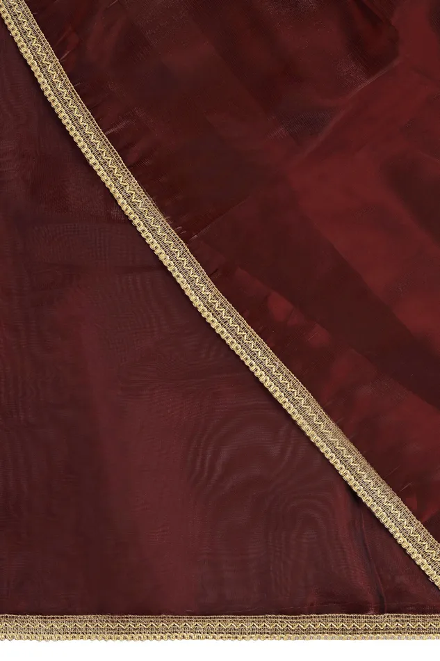Teejh Earrings Teejh Majestic Maroon Tissue Saree